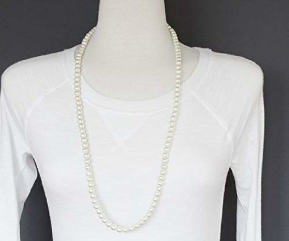 Artist Unknown Cream/Off-White Classic/Elegant 30" Long Faux Pearl Strand Necklace